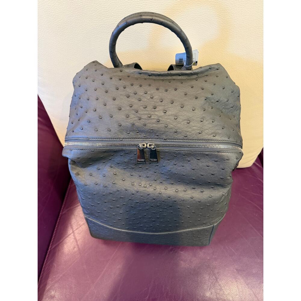 Bottega Veneta made in Italy Gray Unisex Backpack Ostrich Leather NWT